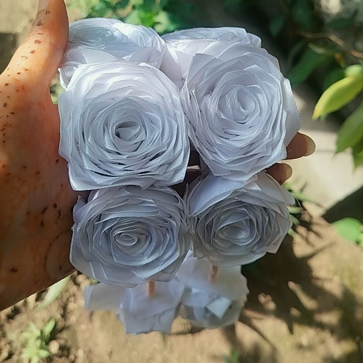 hand made ribbon gujry in white colour