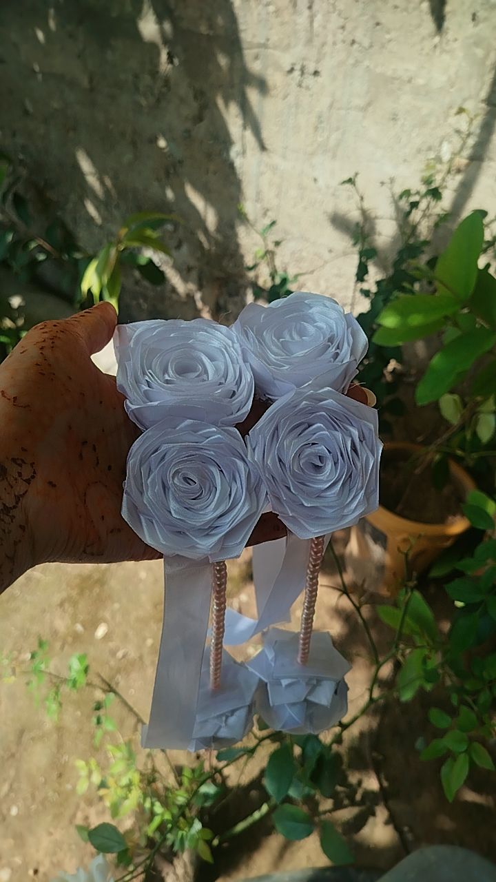 hand made ribbon gujry in white colour