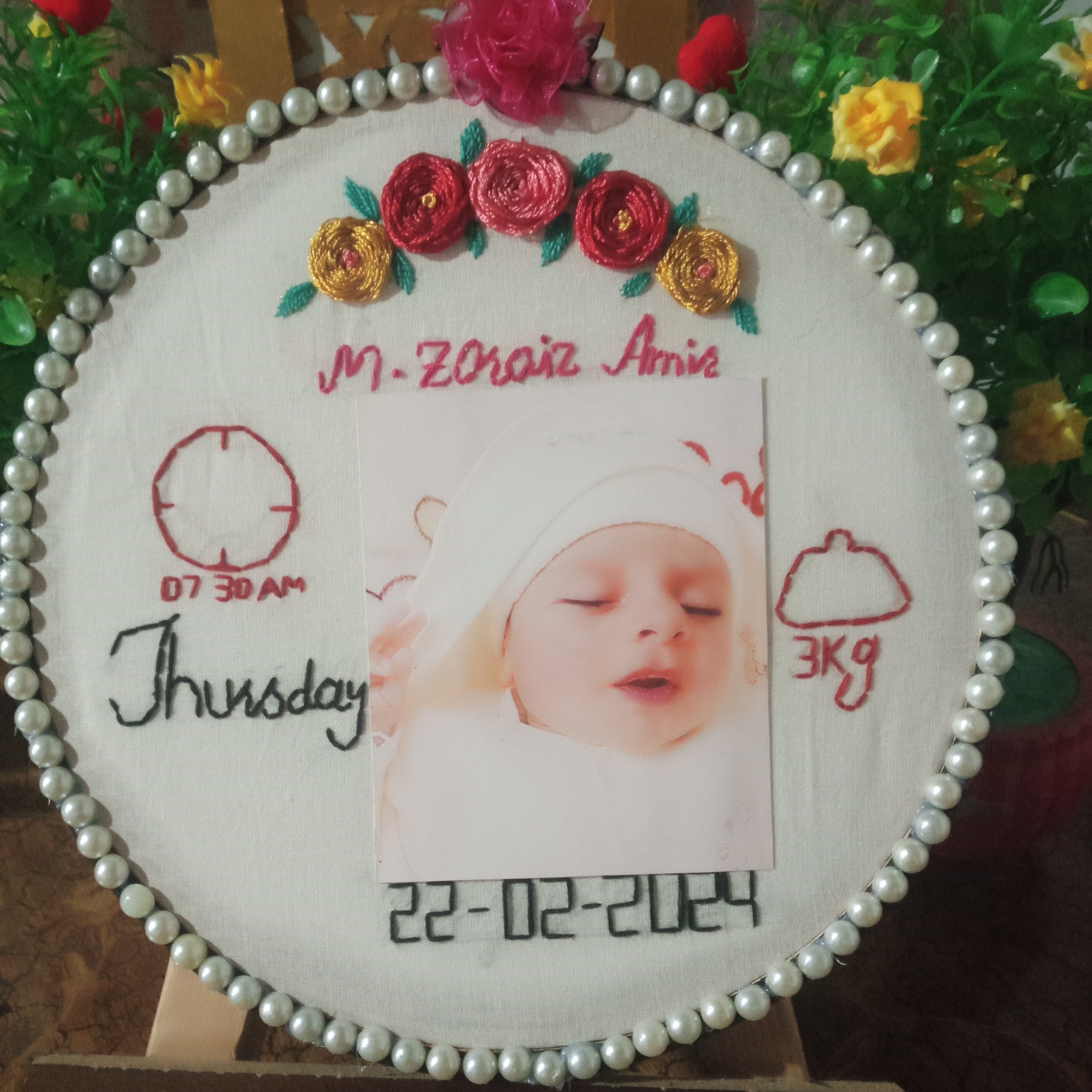 New baby wellcome embroidery hoop