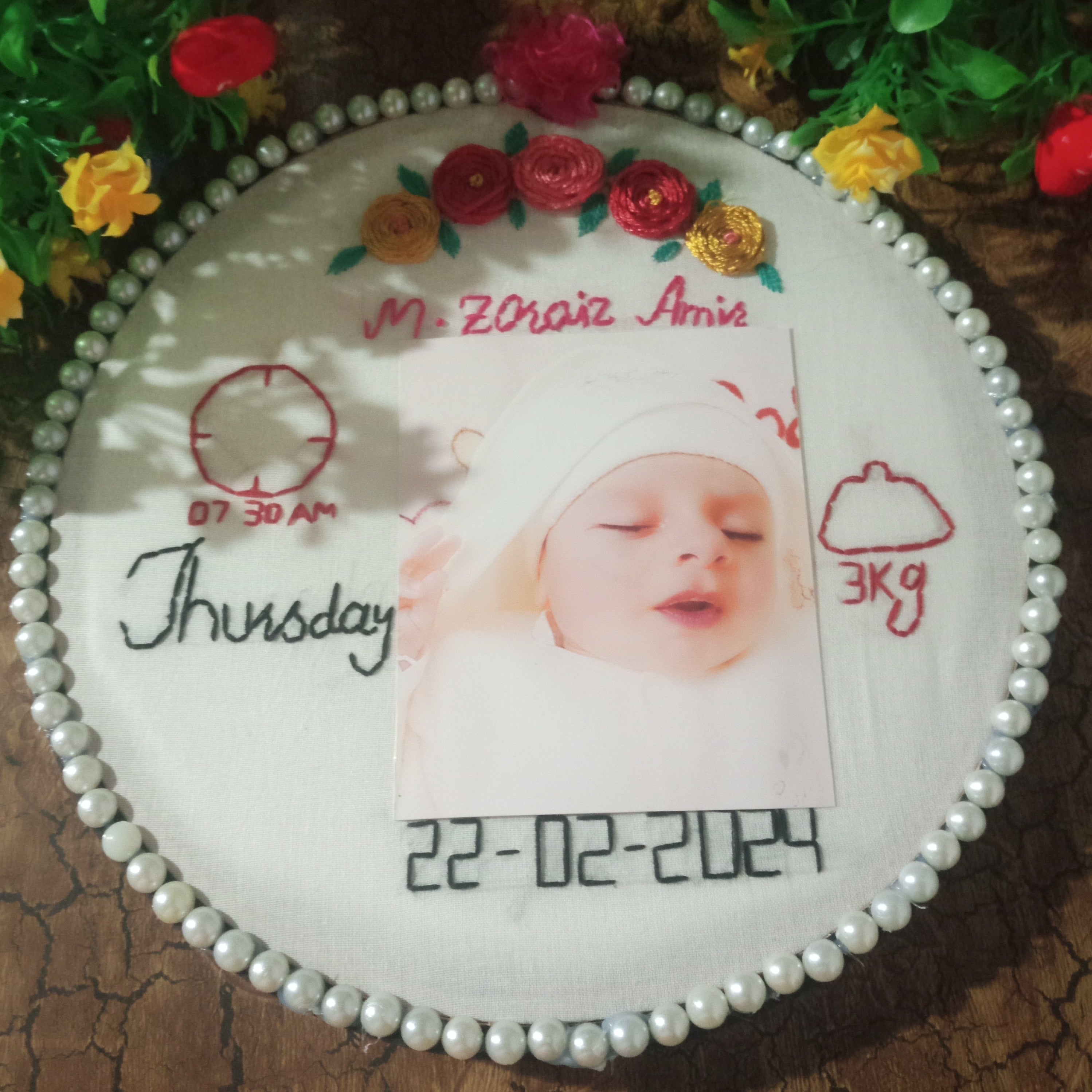 New baby wellcome embroidery hoop