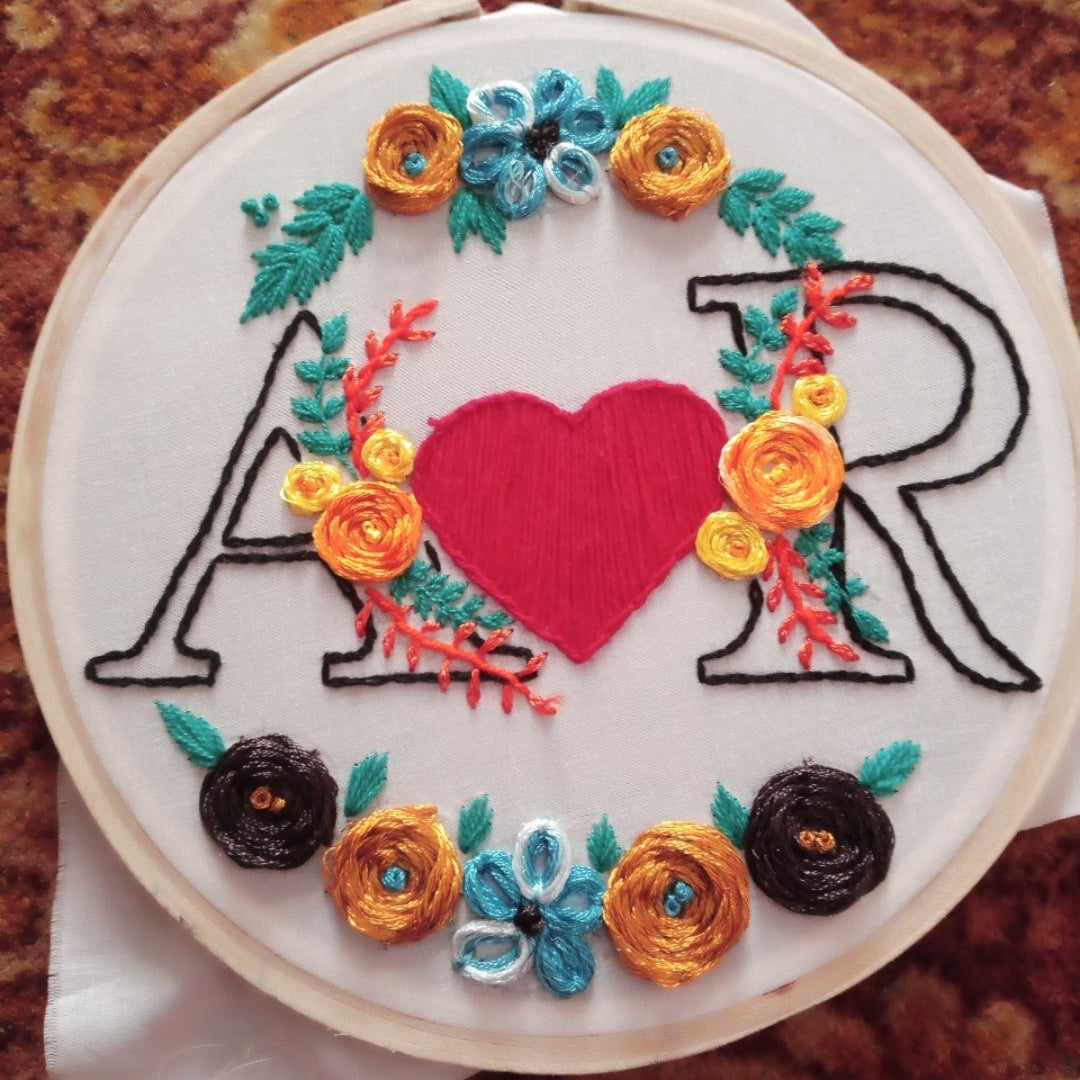 AR embroidery couple name hoop