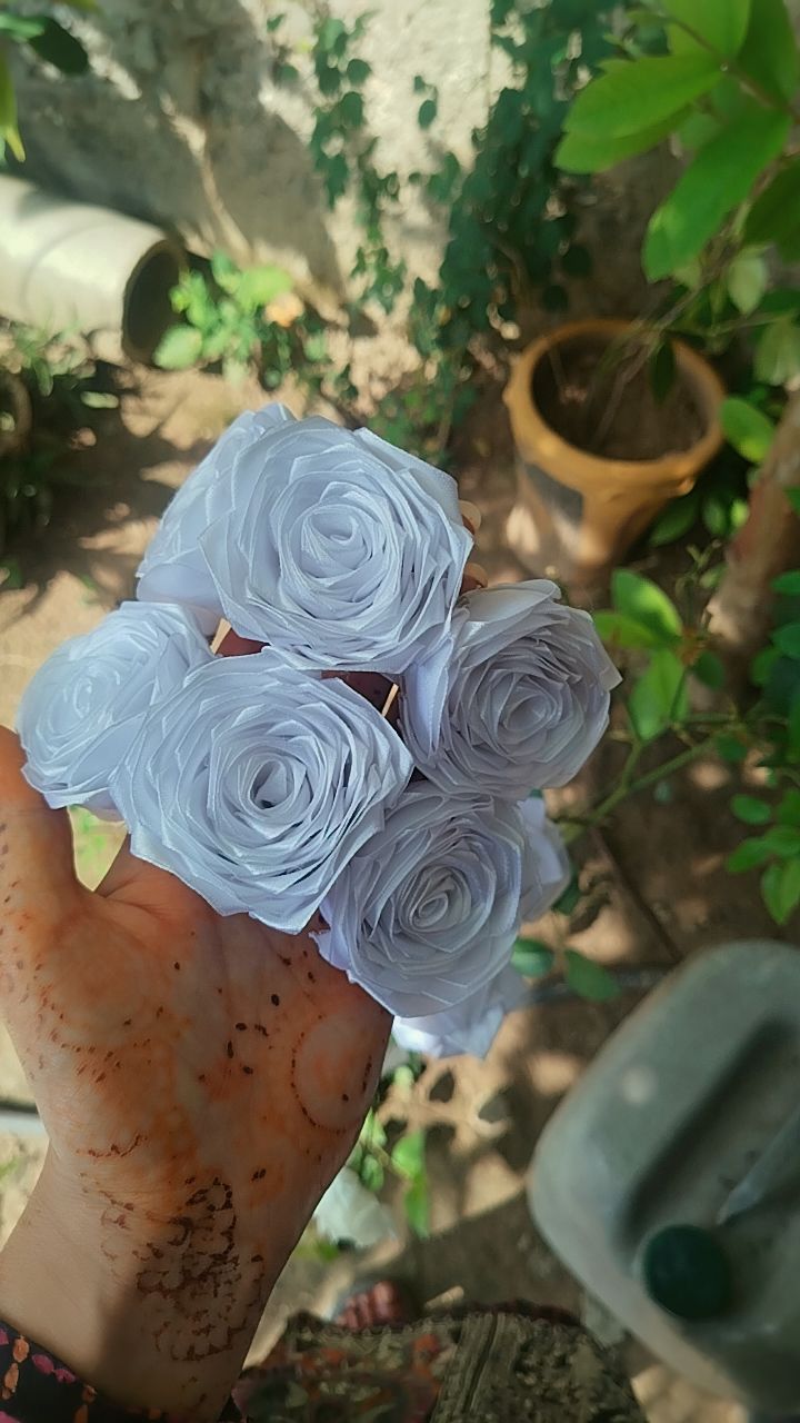 hand made ribbon gujry in white colour