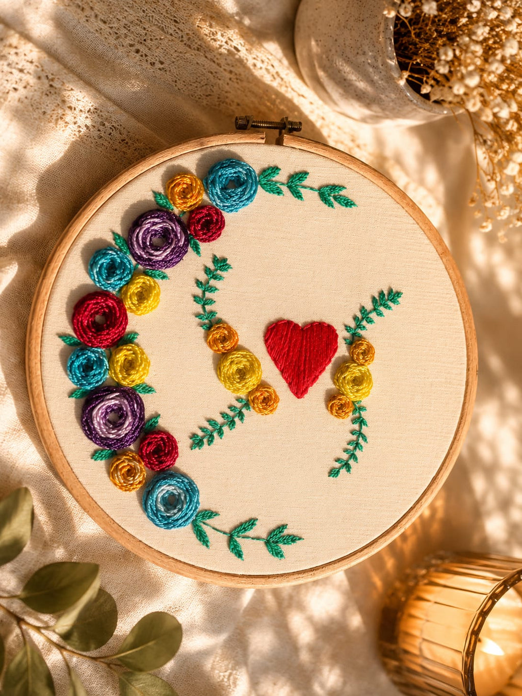 Handmade couple name Embroidery Hoop